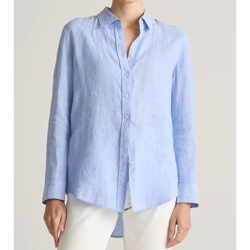 Quince French Blue 100% European Linen Long Sleeve Button Up Shirt XL